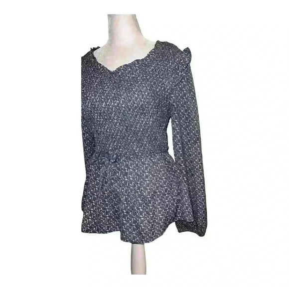 Hayden Los Angeles Botanical Printed Boho Top Small Blouse Lace Babydoll - Picture 2 of 7